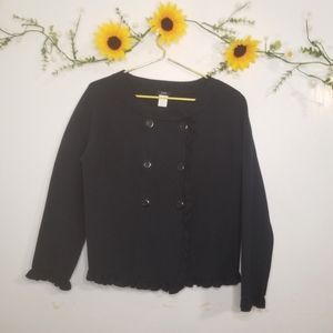 J.crew ruffled 100% cotton navy button up cardigan
